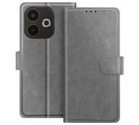 Étui Portefeuille pour Oppo A5 Pro Série Chesterfield avec Fonction Support Gris