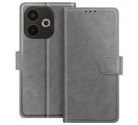 Étui Portefeuille pour Oppo A5 Pro Série Chesterfield avec Fonction Support Gris