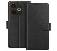 Étui Portefeuille pour Oppo A5 Pro Série Chesterfield avec Fonction Support Noir