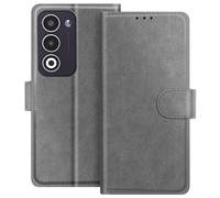 Étui Portefeuille pour Oppo A5 Série Chesterfield avec Fonction Support Gris