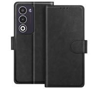 Étui Portefeuille pour Oppo A5 Série Chesterfield avec Fonction Support Noir