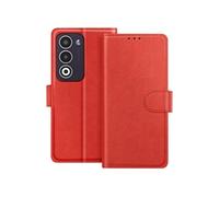 Etui Portefeuille pour Oppo A5 Série Chesterfield avec Fonction Support Rouge