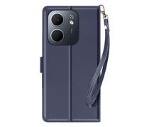 Étui Portefeuille pour Oppo A5x avec Dragonne et Fonction Support Vidéo Bleu nuit