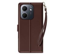 Etui Portefeuille pour Oppo A5x avec Dragonne et Fonction Support Vidéo Marron