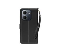 Etui Portefeuille pour Oppo A5x avec Dragonne et Fonction Support Vidéo Noir
