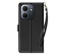 Étui Portefeuille pour Oppo A5x avec Dragonne et Fonction Support Vidéo Noir