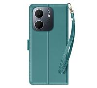 Étui Portefeuille pour Oppo A5x avec Dragonne et Fonction Support Vidéo Turquoise