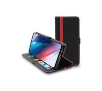 Etui Portefeuille pour Oppo Find X3 Neo PU Cuir Porte-Cartes Support Stand, Noir / Rouge