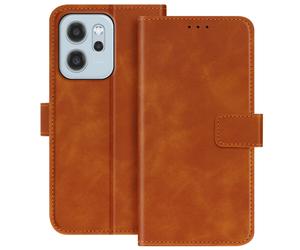 Étui Portefeuille pour Oppo Reno 14 avec Rabat Aimanté et Fonction Support Marron