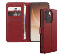 Etui Portefeuille pour Oppo Reno 15 Pro - Effet Surpiqué Support Rouge