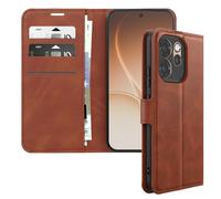 Etui Portefeuille Oppo Reno 15 Pro - Effet Surpiqué - Fonction Support - Marron
