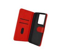 Etui Portefeuille pour Oppo Reno 8 Pro 5G Chesterfield Grainé Fonction Stand Rouge / Noir