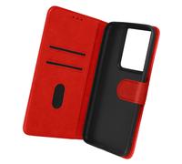 Étui Portefeuille pour Oppo Reno 8 Pro 5G Chesterfield Grainé Fonction Stand Rouge / Noir