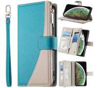 Étui Portefeuille pour Oppo Reno4 Lite, emplacements pour Cartes, Fermeture magnétique, Poche zippée, Coque pour Oppo Reno4 Lite-Bleu-01