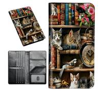 Étui portefeuille pour passeport avec blocage RFID avec porte-cartes de visite, organiseur de documents de voyage pour grande capacité, portefeuille pour femmes, hommes, famille, art, 587