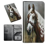 Étui portefeuille pour passeport avec blocage RFID avec porte-cartes de visite, organiseur de documents de voyage pour grande capacité, portefeuille pour femmes, hommes, famille, imprimé chien, plage