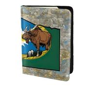 Étui portefeuille pour passeport avec imprimé abstrait du drapeau du Montana Map03