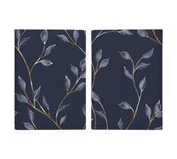 Étui portefeuille pour passeport de voyage en polyuréthane pour homme et femme, Feuilles bleu foncé, 20.3x13.8cm