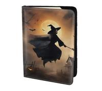Étui portefeuille pour passeport Halloween sorcière volante 2