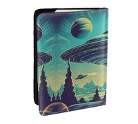 Étui portefeuille pour passeport imprimé planète univers pour cartes et documents, Noir , Taille unique