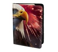 Étui portefeuille pour passeport - Motif aigle - Feu d'artifice - Pour cartes et documents