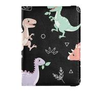 Étui portefeuille pour passeport - Motif dinosaure coloré - En cuir synthétique - Étanche - Bloque les RFID - Pour homme et femme