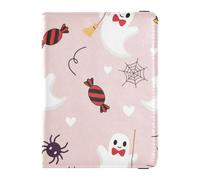Étui portefeuille pour passeport - Motif Halloween fantôme araignée - En cuir synthétique - Étanche - Bloque les RFID - Pour homme et femme