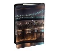Étui portefeuille pour passeport New York Manhattan Bridge Night Print pour cartes et documents, Noir , Taille unique