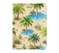 Étui portefeuille pour passeport, oasis de palmier tropical, essentiels de voyage en cuir synthétique, imperméable, blocage RFID, pour homme et femme