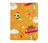 Étui portefeuille pour passeport, parapluie lézard de Noël, en cuir synthétique, imperméable, blocage RFID, pour homme et femme