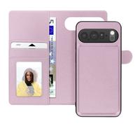 Etui Portefeuille pour Google Pixel 10 Pro avec Coque Détachable Magnétique Rose