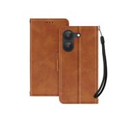 Etui Portefeuille pour Poco X8 Pro avec Fonction Support et Dragonne Assortie Marron