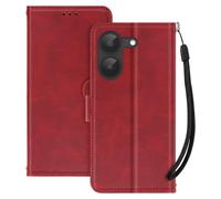 Étui Portefeuille pour Poco X8 Pro avec Fonction Support et Dragonne Assortie Rouge
