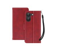 Etui Portefeuille pour Poco X8 Pro avec Fonction Support et Dragonne Assortie Rouge