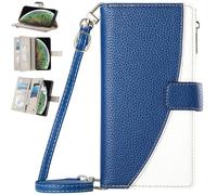 Étui Portefeuille pour Realme 13 Pro+, Porte-Monnaie avec emplacements pour Cartes de crédit, bandoulière, lanière, Fermeture éclair, protection-Bleu-02