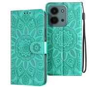 Étui Portefeuille pour Redmi 15C Motif Mandala avec Porte-cartes Turquoise