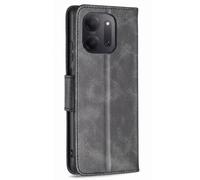 Etui Portefeuille pour Xiaomi Redmi 17C 5G Vintage avec Support Vidéo et Dragonne Noir