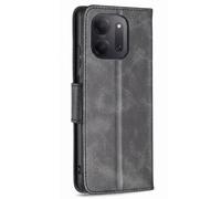 Etui Portefeuille pour Xiaomi Redmi 17C 5G Vintage avec Support Vidéo et Dragonne Noir