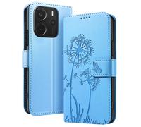 Étui Portefeuille pour Redmi Note 14 4G Premium Design Fleurs Papillon Bleu clair