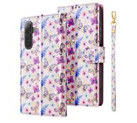 Etui Portefeuille pour Samsung Galaxy A17 avec Dragonne et Support Vidéo Multicolore