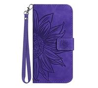 Étui portefeuille pour Samsung Galaxy A26 5G, A17 5G, résistant aux chocs, en similicuir PU, motif floral, mandala, en relief, fermeture magnétique, béquille et porte-cartes - Violet foncé