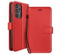 Étui Portefeuille pour Samsung Galaxy A53 5G avec Dragonne et Support Vidéo Mayaxess Rouge