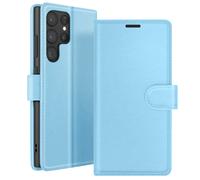 Étui Portefeuille pour Samsung Galaxy S22 Ultra Support et Languette Zanaé Bleu