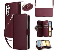 Étui portefeuille pour Samsung Galaxy S24 FE avec lanière réglable et dragonne, cuir synthétique durable, TPU, 9 emplacements pour cartes, fermeture magnétique, béquille, protection complète antichoc