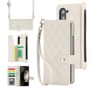 Étui portefeuille pour Samsung Galaxy Z Fold 7 avec porte-cartes et fente pour stylo, blocage RFID, fermoir magnétique et béquille robuste (blanc)