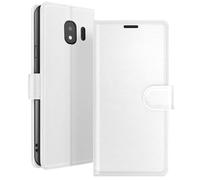 Étui Portefeuille pour Samsung J4 Support et Languette Magnétique Blanc