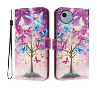 Étui portefeuille pour Sharp Aquos Sense9 Plus, étui à rabat en cuir avec béquille, boucle magnétique, anti-choc, compatible avec le chargement sans fil (Sharp Aquos Sense9 Plus, papillon coloré)