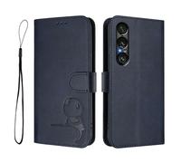 Étui portefeuille pour Sony Xperia 1 VII (septième génération), en cuir synthétique, blocage RFID, emplacements pour cartes, béquille et résistant aux chocs, bleu