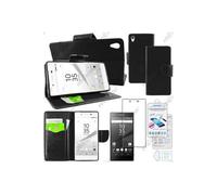ebestStar - Coque Compatible avec Sony Xperia Z5, Z5 Dual Etui PU Cuir Housse Portefeuille Porte-Cartes Support Stand, Noir + Film Verre Trempé [NB: Lire Description][Appareil: 146x72x7.3mm, 5.2'']