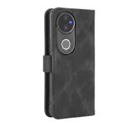 Étui Portefeuille pour Vivo V50 5G Effet Cuir de Velours avec Support Noir